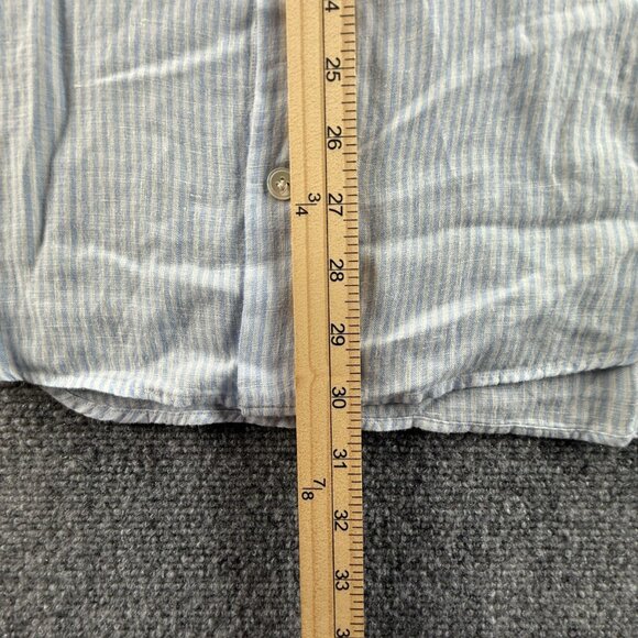 Eleventy Button Up Shirt Striped Blue White Long Sleeve Linen Woven Medium Adult - Picture 5 of 15